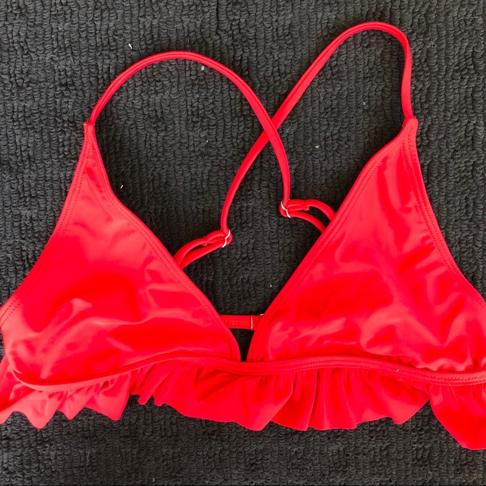 red ruffle bikini top